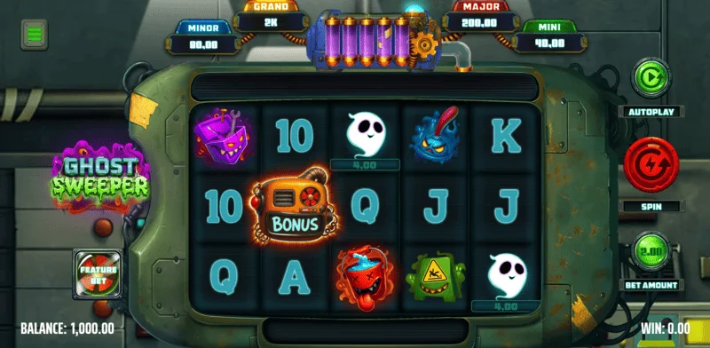 Ghost Sweeper - главен екран за играње со мрежа 5x3
